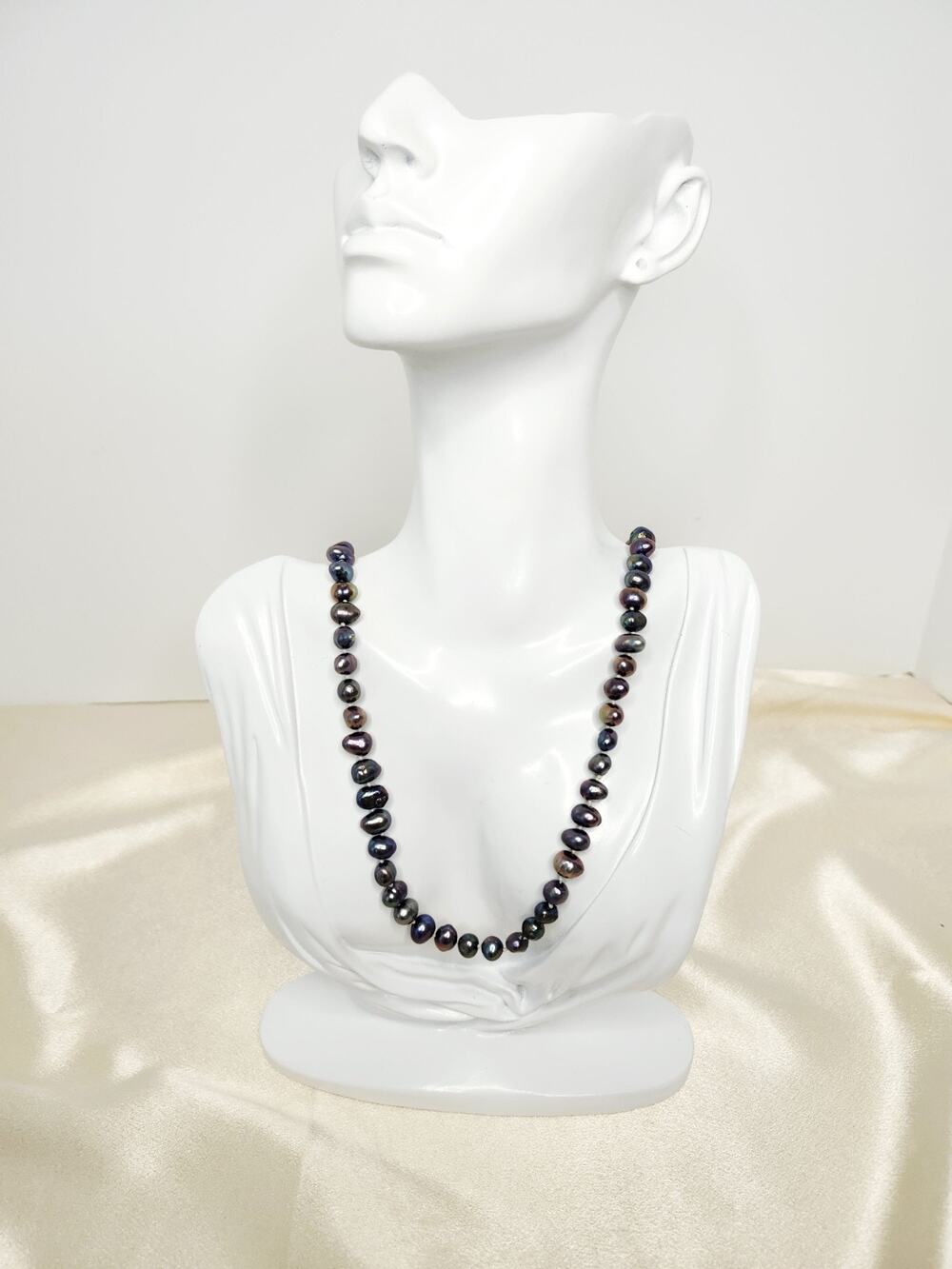 Vintage Black Baroque Pearl Necklace 18" Continuous Strand